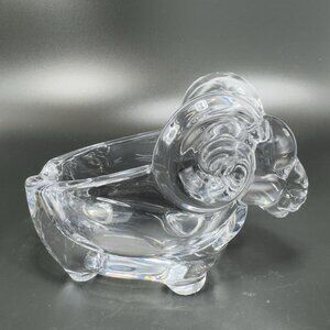 VANNES LE CHATEL HEAVY CLEAR CRYSTAL RAM SHEEP ASHTRAY BOWL FRANCE VINTAGE DECOR
